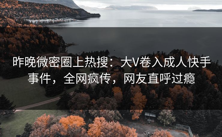 昨晚微密圈上热搜：大V卷入成人快手事件，全网疯传，网友直呼过瘾