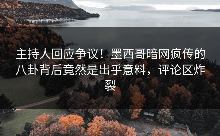 主持人回应争议！墨西哥暗网疯传的八卦背后竟然是出乎意料，评论区炸裂