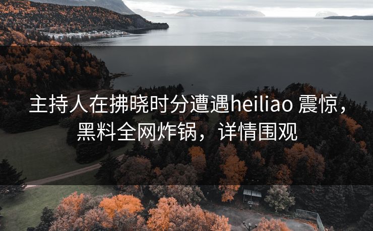 主持人在拂晓时分遭遇heiliao 震惊，黑料全网炸锅，详情围观