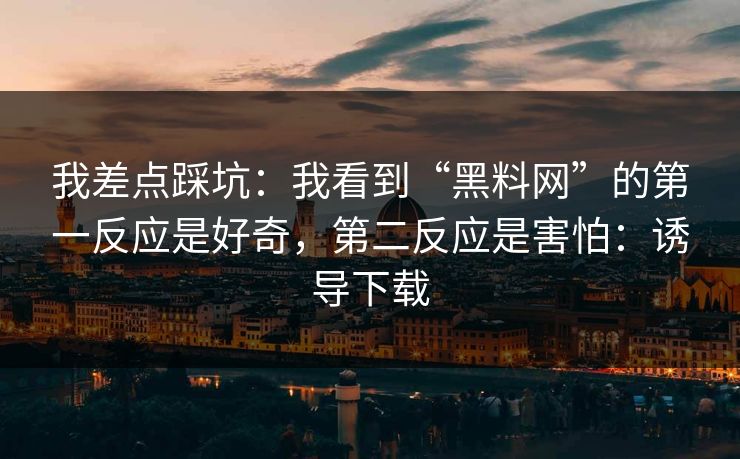 我差点踩坑：我看到“黑料网”的第一反应是好奇，第二反应是害怕：诱导下载