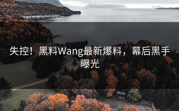 失控！黑料Wang最新爆料，幕后黑手曝光