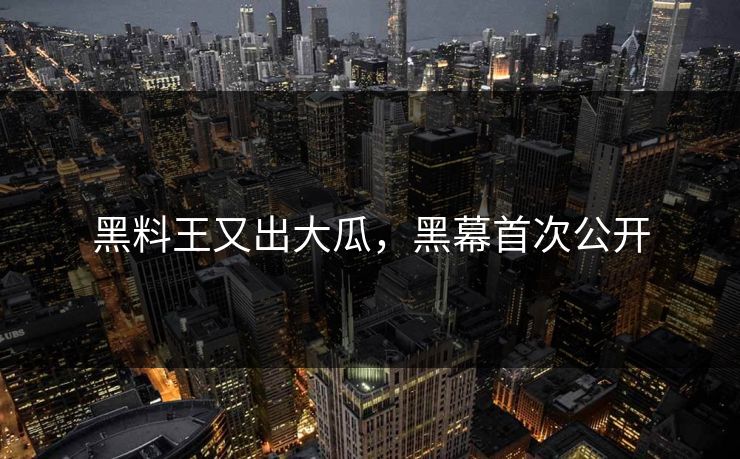 黑料王又出大瓜，黑幕首次公开