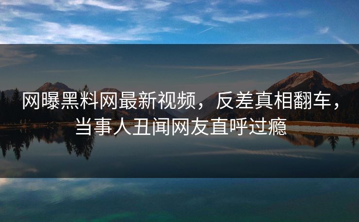 网曝黑料网最新视频，反差真相翻车，当事人丑闻网友直呼过瘾