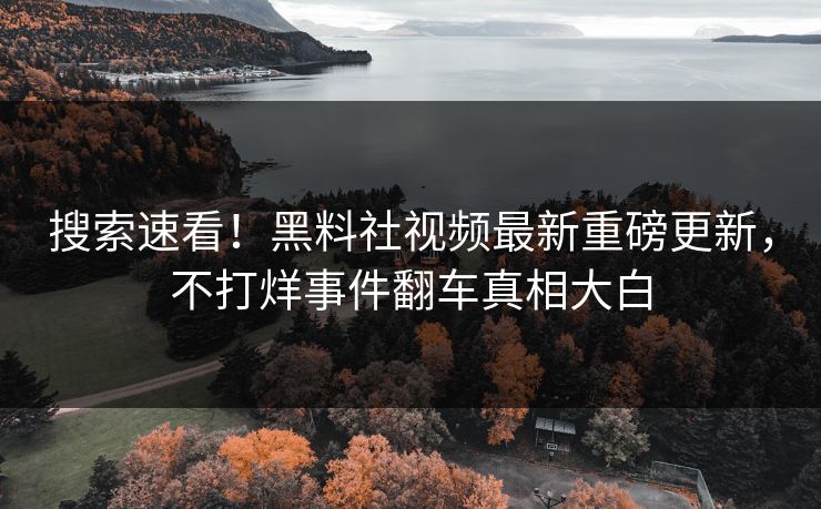 搜索速看！黑料社视频最新重磅更新，不打烊事件翻车真相大白
