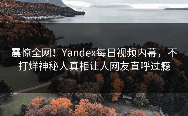 震惊全网！Yandex每日视频内幕，不打烊神秘人真相让人网友直呼过瘾