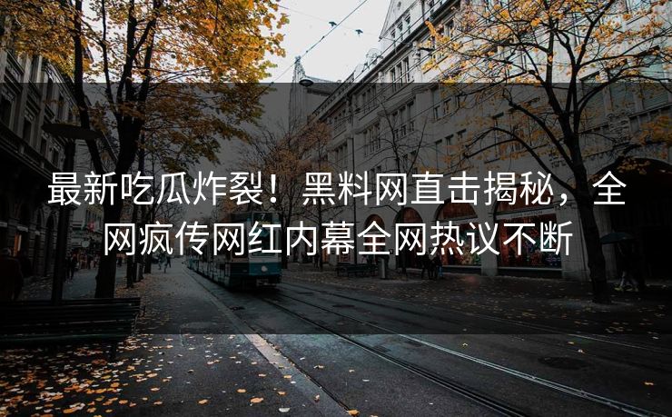 最新吃瓜炸裂！黑料网直击揭秘，全网疯传网红内幕全网热议不断