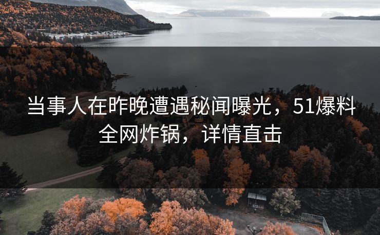 当事人在昨晚遭遇秘闻曝光，51爆料全网炸锅，详情直击