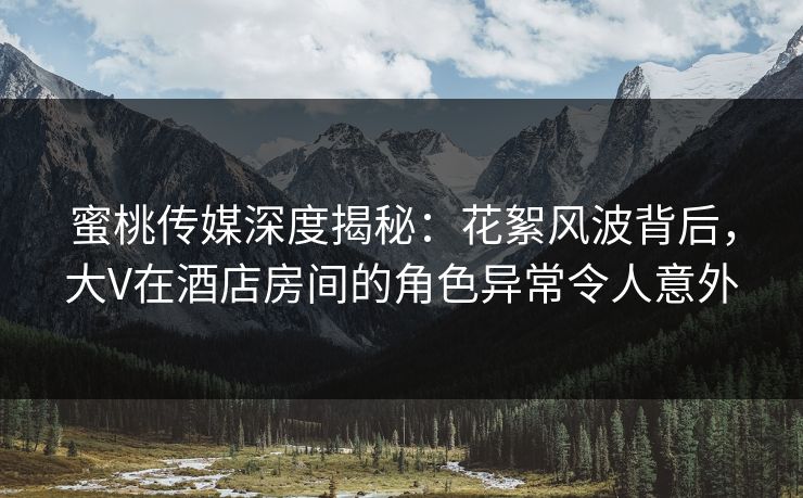 蜜桃传媒深度揭秘：花絮风波背后，大V在酒店房间的角色异常令人意外